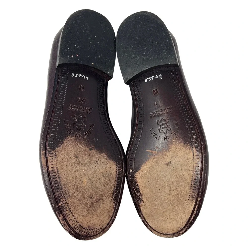 Vintage 80s Oleg Cassini Mens 7.5 W Burgundy Leather Tassel Loafers Italy